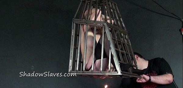  Caged blonde female slaves whipping and hanging bondage of teen submissive